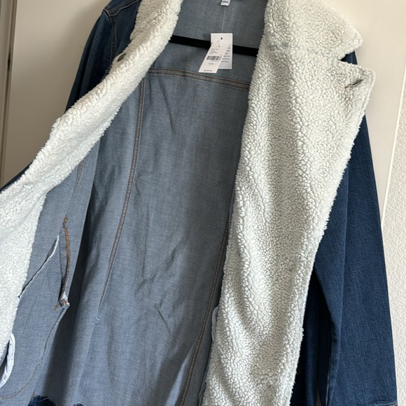NWT ~ Lane Bryant Midi Denim Jacket with Sherpa - Picture 8 of 14